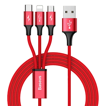 کابل تبدیل USB به microUSB / USB-C / لایتنینگ باسئوس مدل CAMLT-SU09 طول 1.2 متر